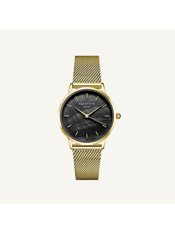 Rosefield Ženske ure Rosefield Pearl Edit Mesh Black Gold RBGMG-R07