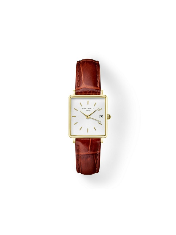 Rosefield Ženske ure Rosefield Boxy XS Brown Leather QWBLG-Q55