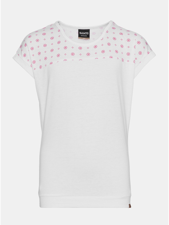 Sam 73 Bela dekliška majica z vzorcem SAM 73