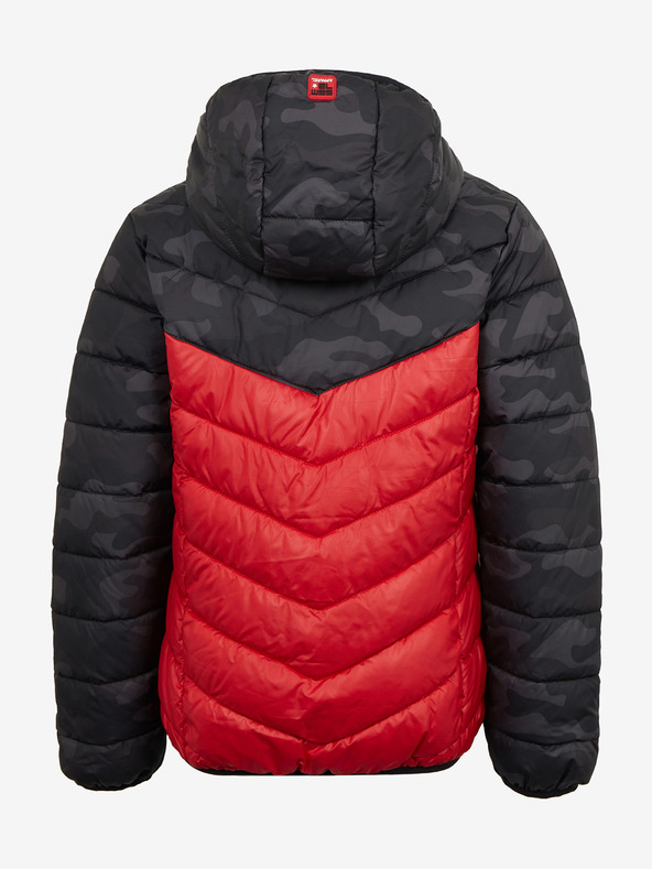 Sam 73 Črno-rdeča fantovska prešita jakna s kapuco SAM 73 Jerry