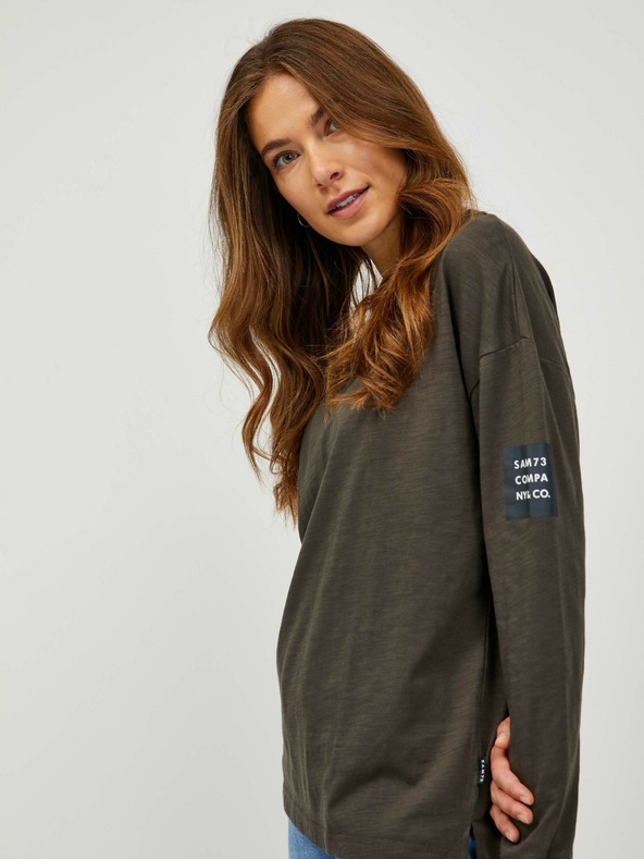 Sam 73 Kaki ženska majica z dolgimi rokavi SAM 73 Ariasa