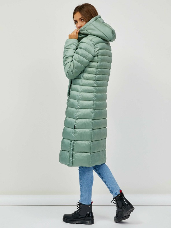 Sam 73 Svetlozelen prešivan ženski plašč s kapuco SAM 73 Kumi