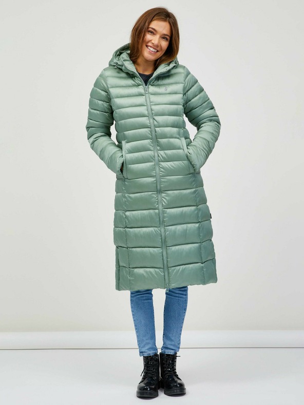 Sam 73 Svetlozelen prešivan ženski plašč s kapuco SAM 73 Kumi