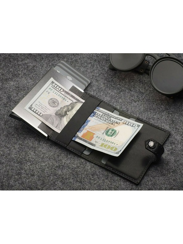 Pularys Moška usnjena denarnica Pularys Easy Wallet črna