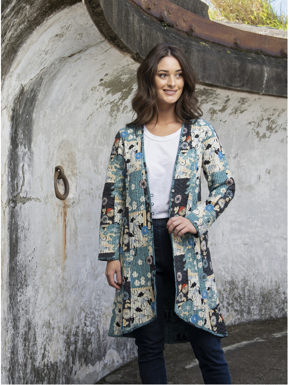 Orientique Modri ženski lahki plašč Orientique Hamrun z obojestranskim vzorcem