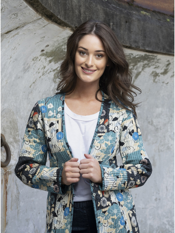 Orientique Modri ženski lahki plašč Orientique Hamrun z obojestranskim vzorcem