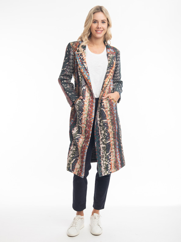 Orientique Rjav in moder Orientique Tartan ženski plašč z vzorcem