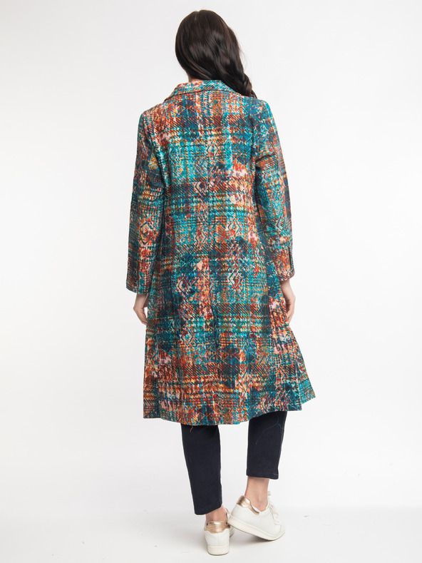 Orientique Oranžno-modri Orientique Tartan ženski vzorčasti plašč