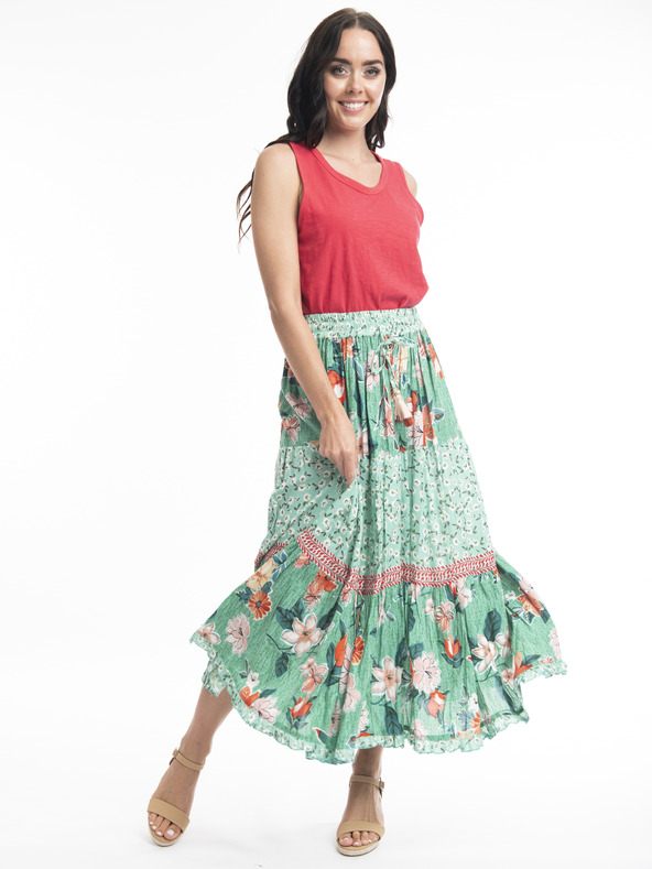 Orientique Orientique Kaleici svetlozeleno žensko cvetlično maksi krilo