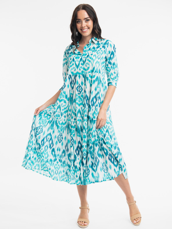 Orientique Turkizna ženska vzorčasta midi obleka Orientique Izmir