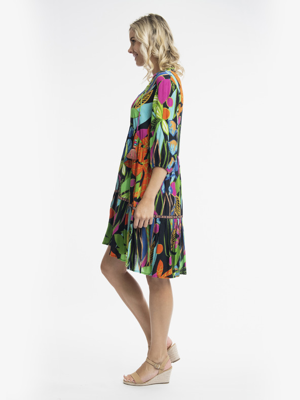 Orientique Črno-zelena Orientique Nicossia ženska vzorčasta obleka