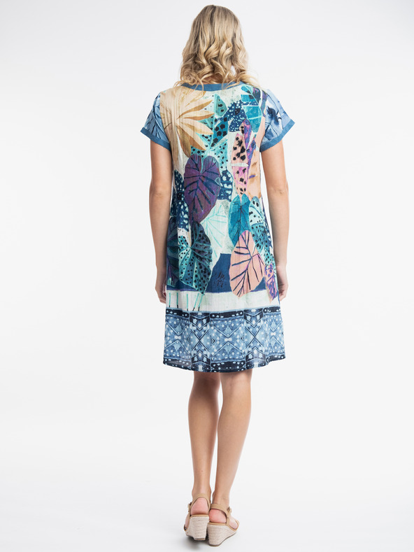 Orientique Modra ženska vzorčasta obleka s platnom Orientique Agios