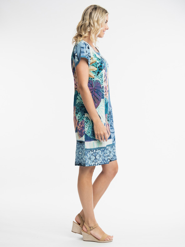 Orientique Modra ženska vzorčasta obleka s platnom Orientique Agios