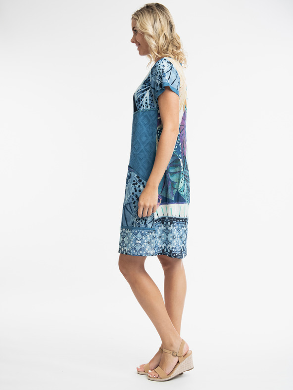 Orientique Modra ženska vzorčasta obleka s platnom Orientique Agios