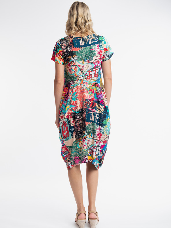 Orientique Turkizna in vijolična ženska vzorčasta obleka Orientique Onikawa