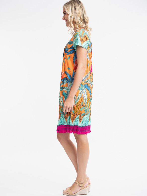 Orientique Turkizna in oranžna ženska vzorčasta obleka Orientique Paphos