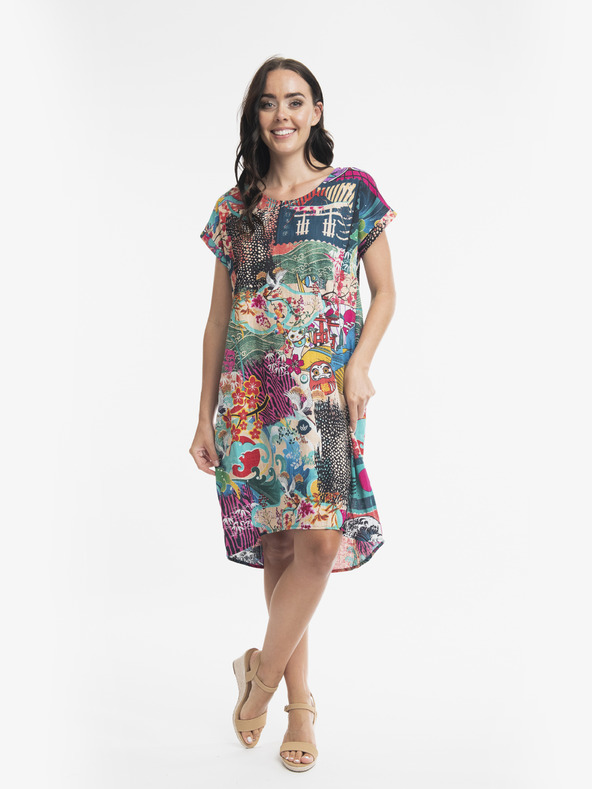 Orientique Petrol ženska vzorčasta obleka Orientique Onikawa
