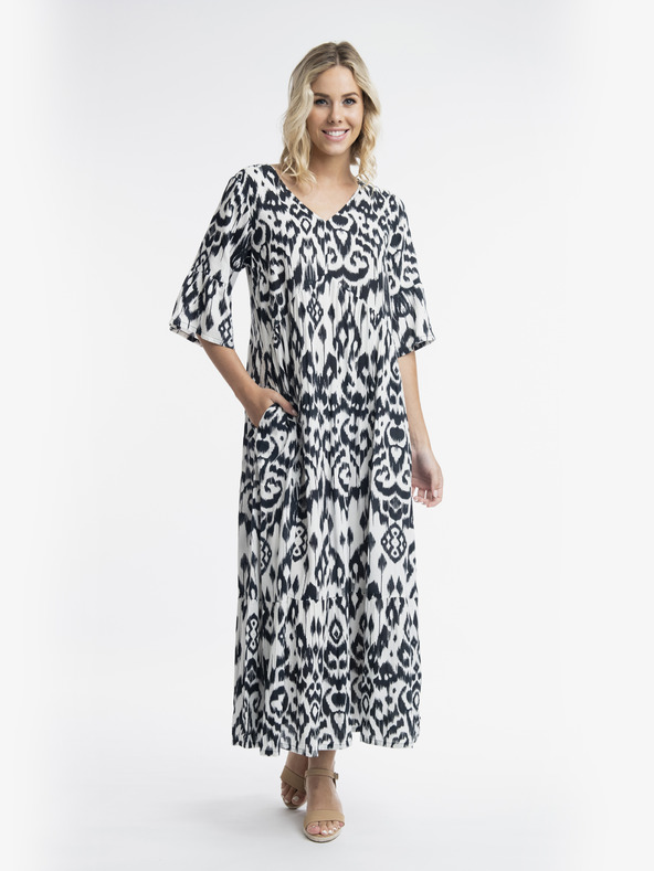 Orientique Bela in črna Orientique Izmir ženska vzorčasta maksi obleka