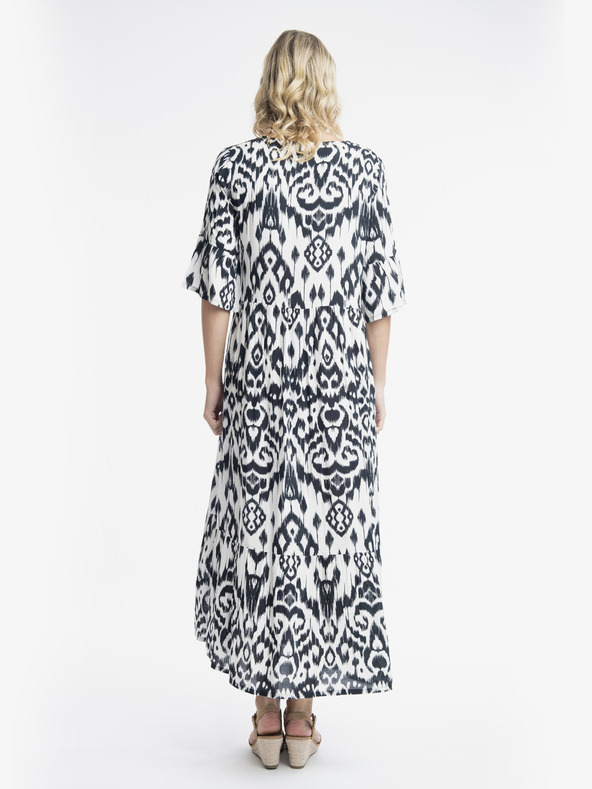 Orientique Bela in črna Orientique Izmir ženska vzorčasta maksi obleka