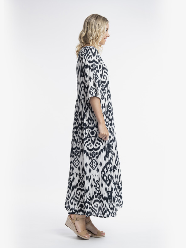 Orientique Bela in črna Orientique Izmir ženska vzorčasta maksi obleka