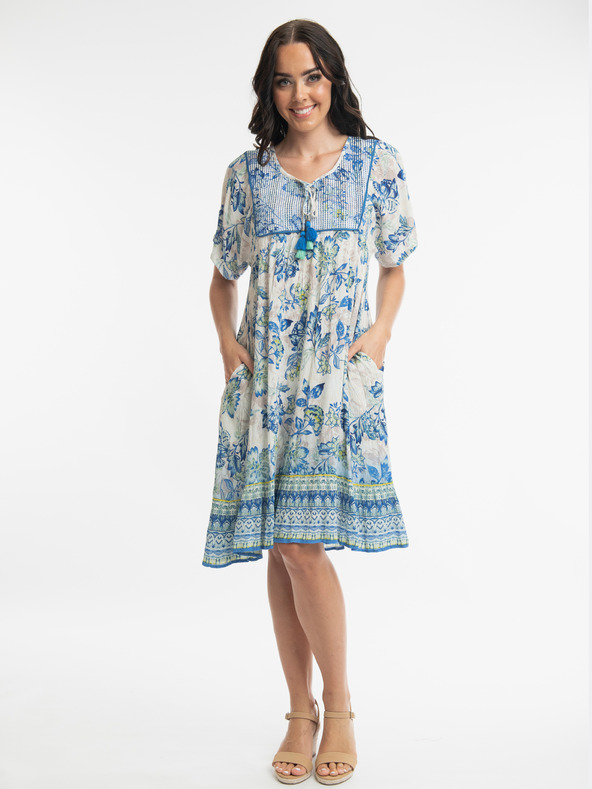 Orientique Svetlo modra Orientique Rhodes ženska cvetlična obleka