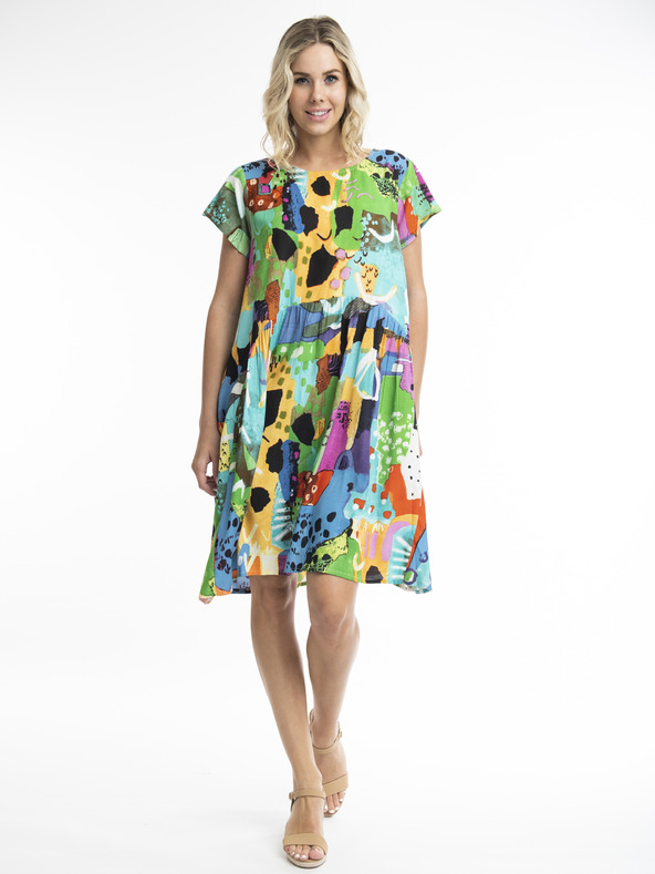 Orientique Rumena in modra Orientique Alanya ženska vzorčasta obleka