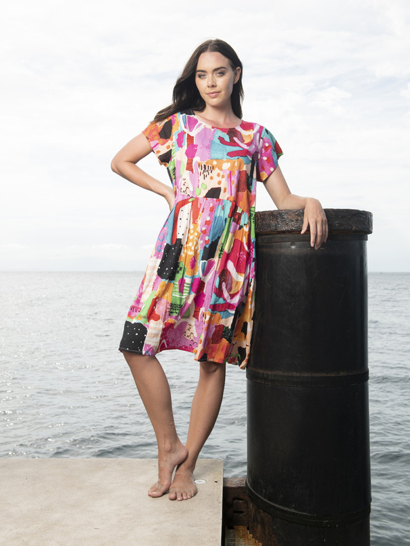 Orientique Roza Orientique Alanya ženska vzorčasta obleka