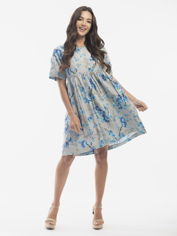 Orientique Modro-siva ženska cvetlična obleka s platnom Orientique