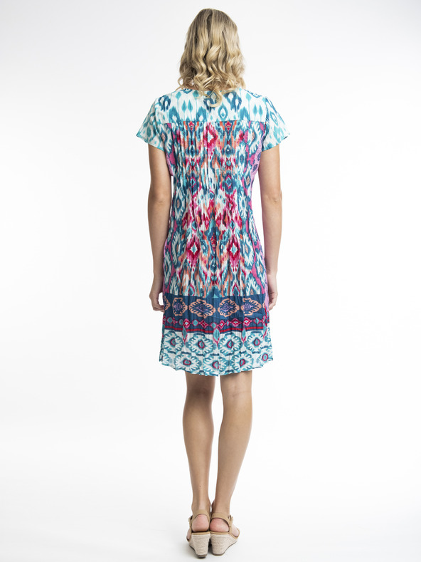 Orientique Roza in modra ženska vzorčasta obleka Orientique Izmir