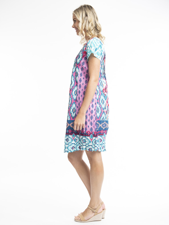 Orientique Roza in modra ženska vzorčasta obleka Orientique Izmir