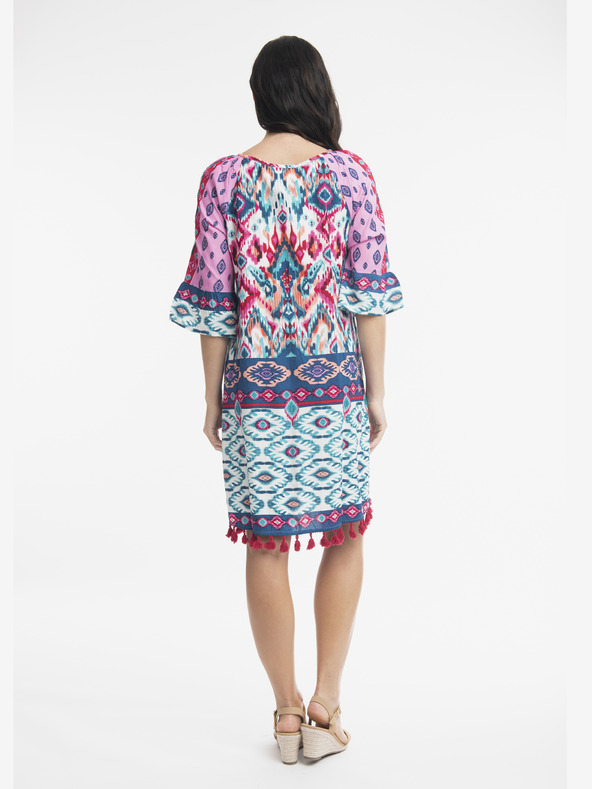 Orientique Roza in turkizna Orientique Izmir ženska vzorčasta obleka