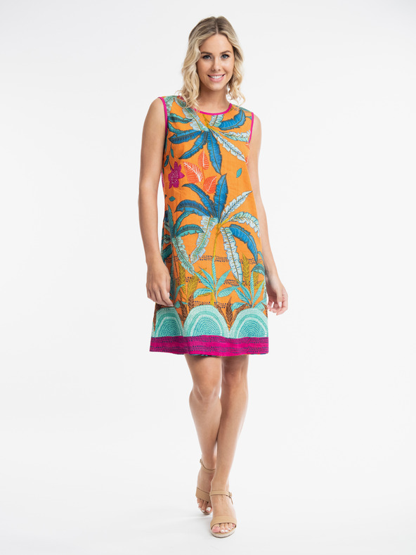 Orientique Oranžna in modra Orientique Pafos ženska reverzibilna obleka