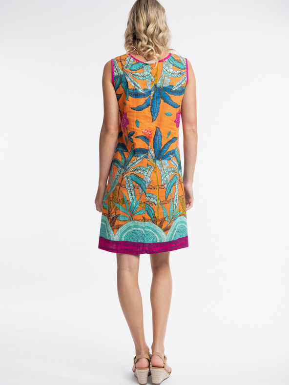 Orientique Oranžna in modra Orientique Pafos ženska reverzibilna obleka