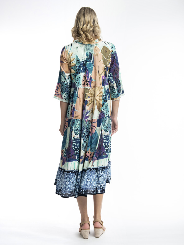 Orientique Orientique Agios modra ženska vzorčasta midi obleka