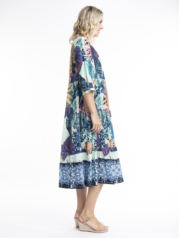 Orientique Orientique Agios modra ženska vzorčasta midi obleka