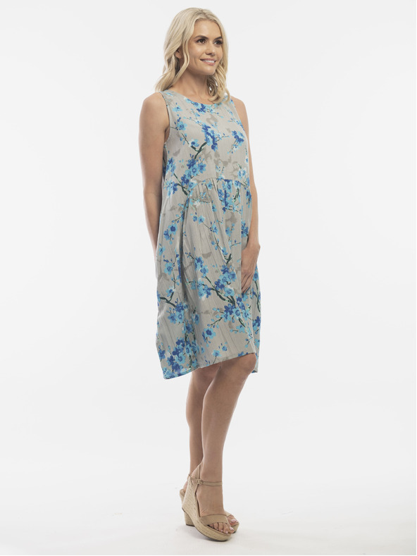 Orientique Modro-siva ženska cvetlična obleka s platnom Orientique