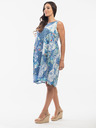 Orientique Svetlomodra Orientique ženska lanena vzorčasta obleka