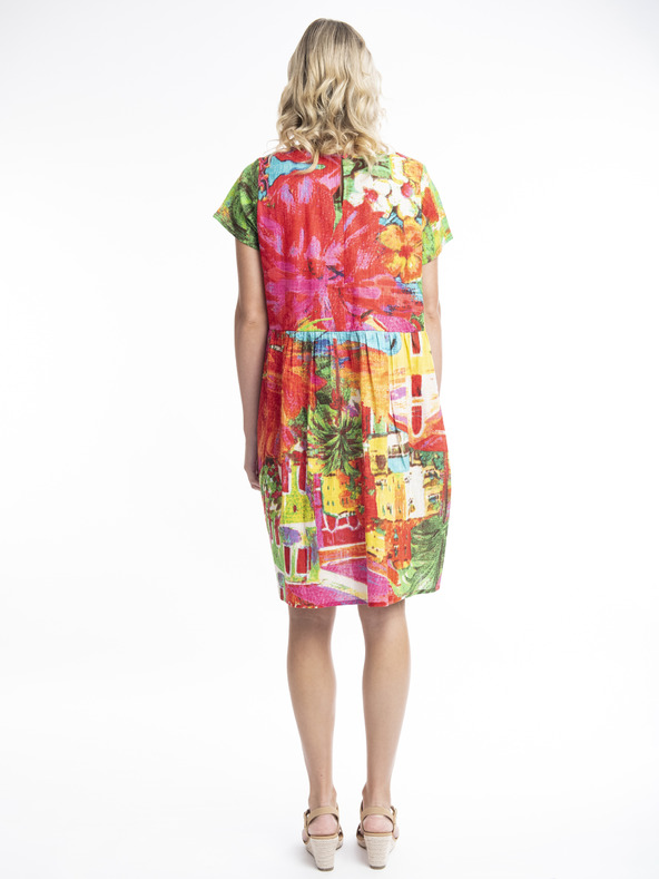 Orientique Roza in rdeča Orientique Aiya Napa ženska vzorčasta obleka