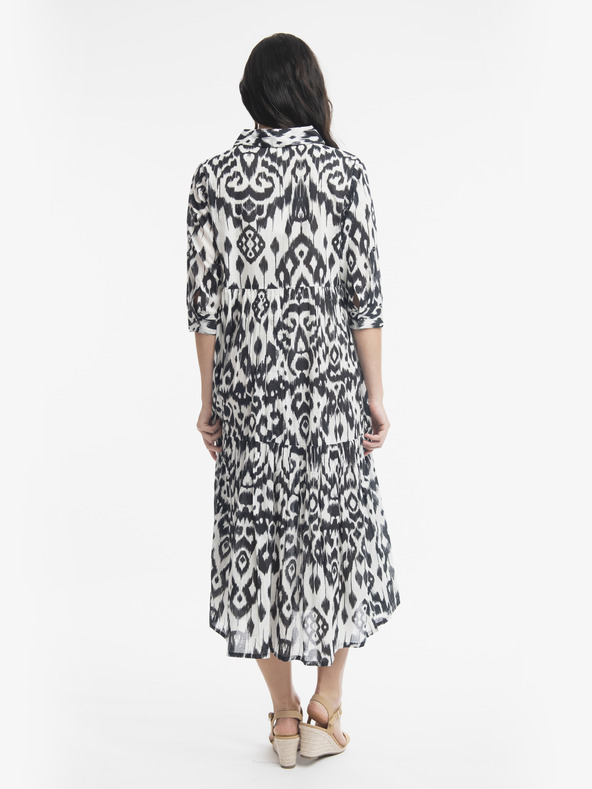Orientique Orientique Izmir, belo-črna ženska vzorčasta midi obleka