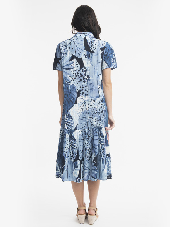 Orientique Orientique Agios modra ženska srajčna midi obleka s platnom