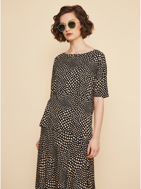 ZOOT.lab Bež in črna ženska majica z vzorčastim potiskom ZOOT.lab Normandy