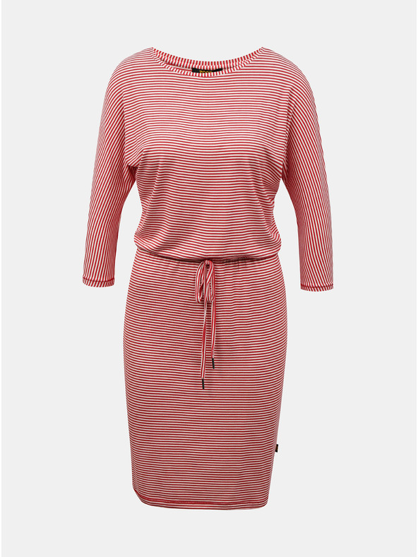 ZOOT.lab Bela in rdeča ženska črtasta obleka s kravato ZOOT.lab Demi