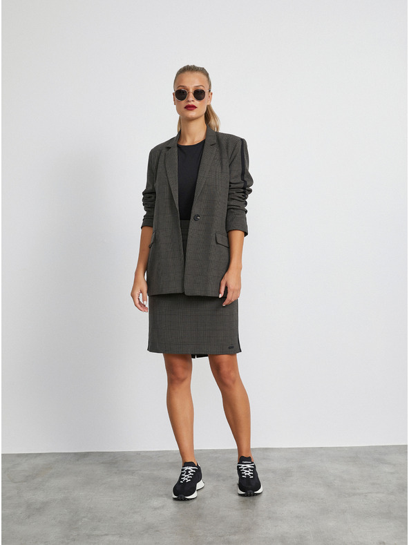 ZOOT.lab Temno siva ženska karkirana krila z rokavi METROOPOLIS Fatima