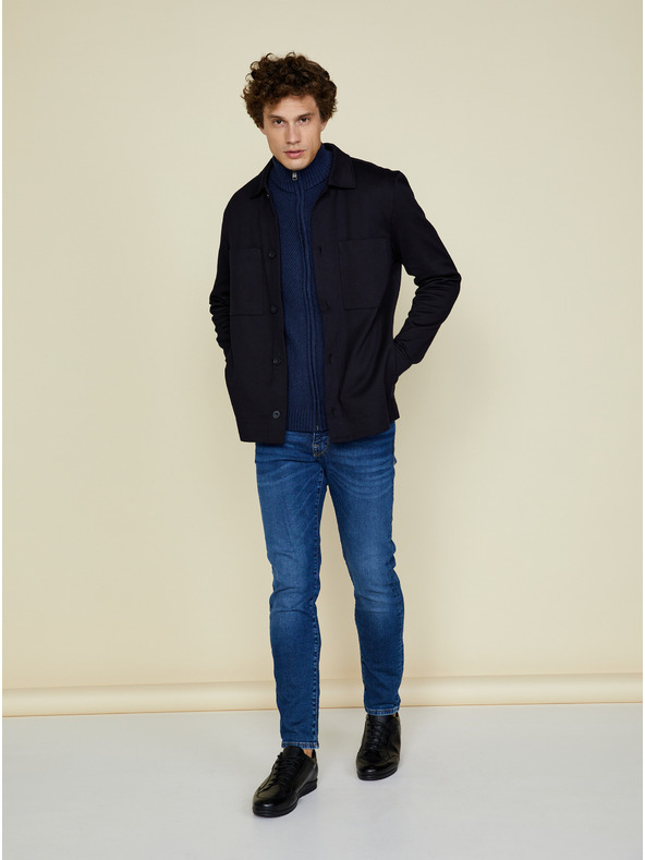 ZOOT.lab Temno modra moška jopa z zadrgo in pokončnim ovratnikom ZOOT.lab Brad