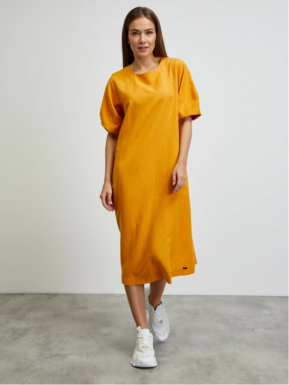 ZOOT.lab Oranžna osnovna obleka z balonastimi rokavi METROOPOLIS by ZOOT.lab Vasilisa