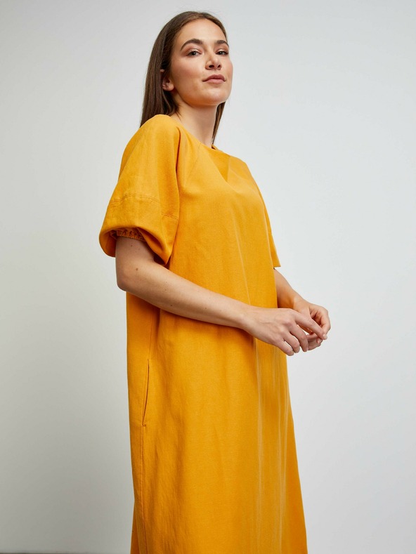 ZOOT.lab Oranžna osnovna obleka z balonastimi rokavi METROOPOLIS by ZOOT.lab Vasilisa