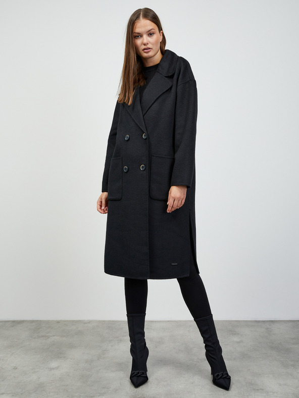 ZOOT.lab Črn prehodni ženski plašč iz volnene mešanice ZOOT.lab Kalita