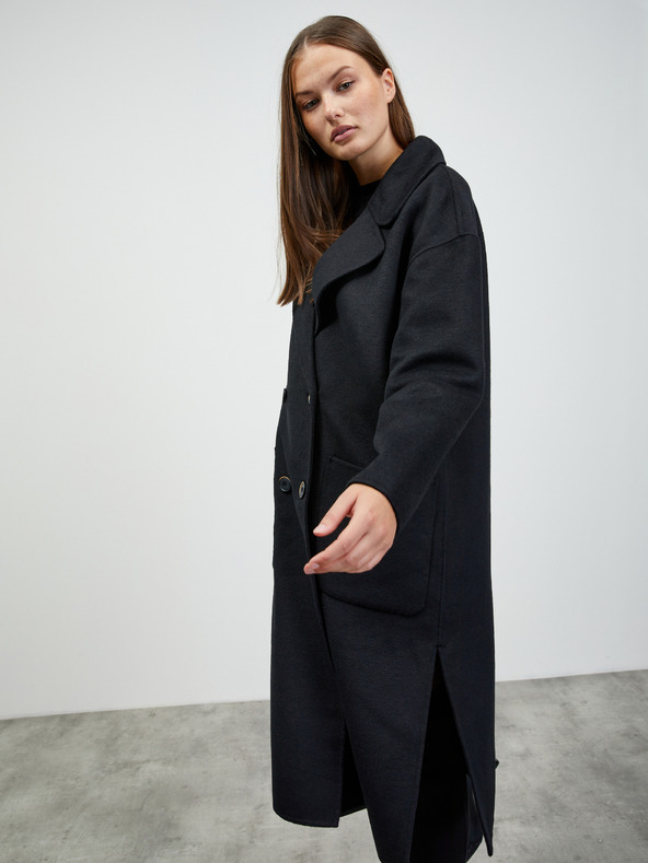 ZOOT.lab Črn prehodni ženski plašč iz volnene mešanice ZOOT.lab Kalita