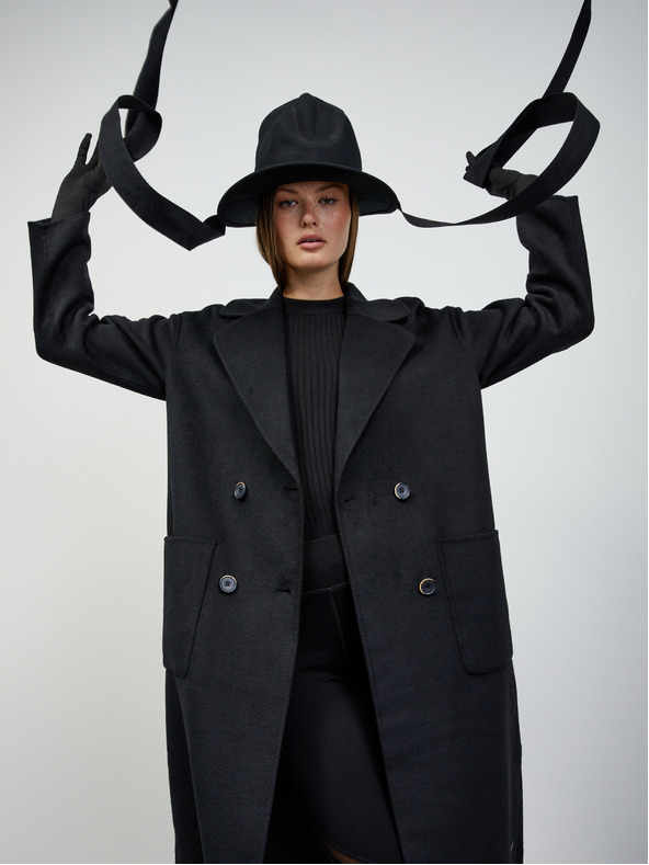 ZOOT.lab Črn prehodni ženski plašč iz volnene mešanice ZOOT.lab Kalita