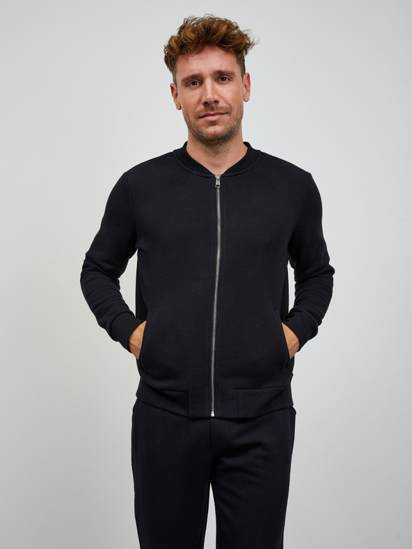 ZOOT.lab Črna moška osnovna jopa s kapuco na zadrgo ZOOT.lab Keanu